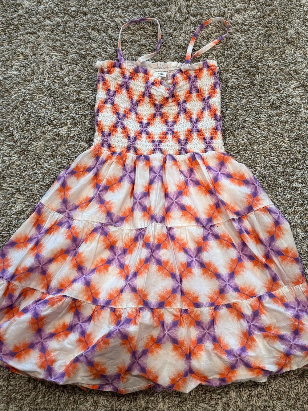 Janie and Jack Orange & Purple Tie-Dye Tiered Sundress
